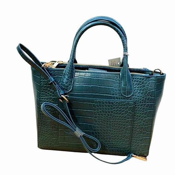 NEW 🌿 "A New Day" Emerald Croc Cross Body Hand Bag | Satchel Purse - Picture 3 of 6